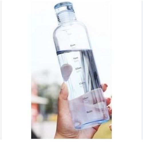 Clear Glass Water Bottle with Time Marker Cover