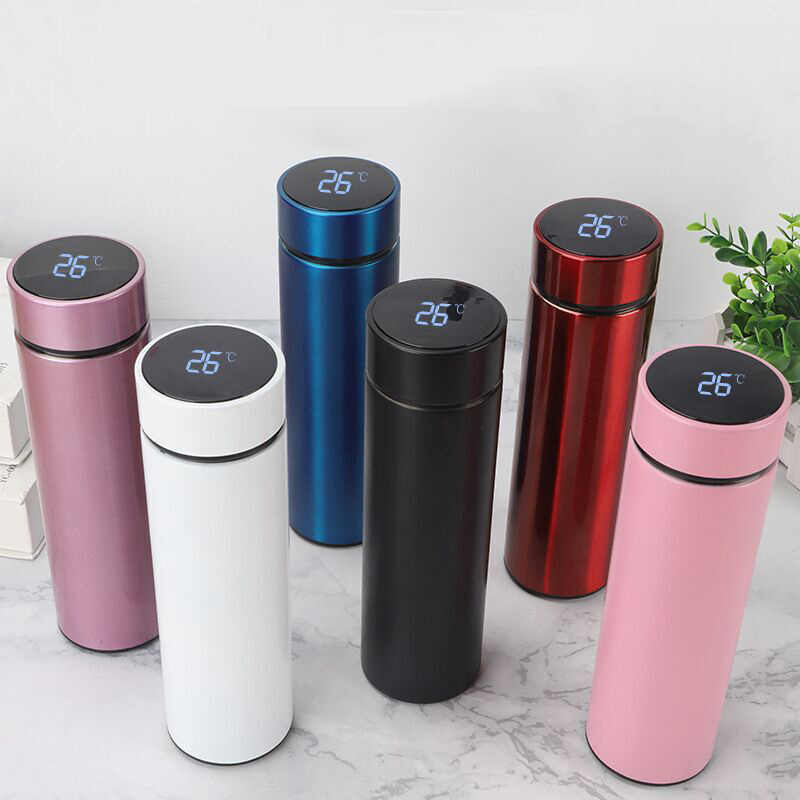 Random Color 500 ML Stainless Steel Vacuum Insulated Water Bottle with Automatic LED Temperature Display, Large Flask Stainless Steel Thermal Insulated Water Bottle Cup