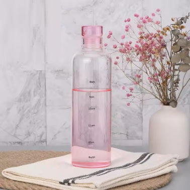 Clear Glass Water Bottle with Time Marker Cover