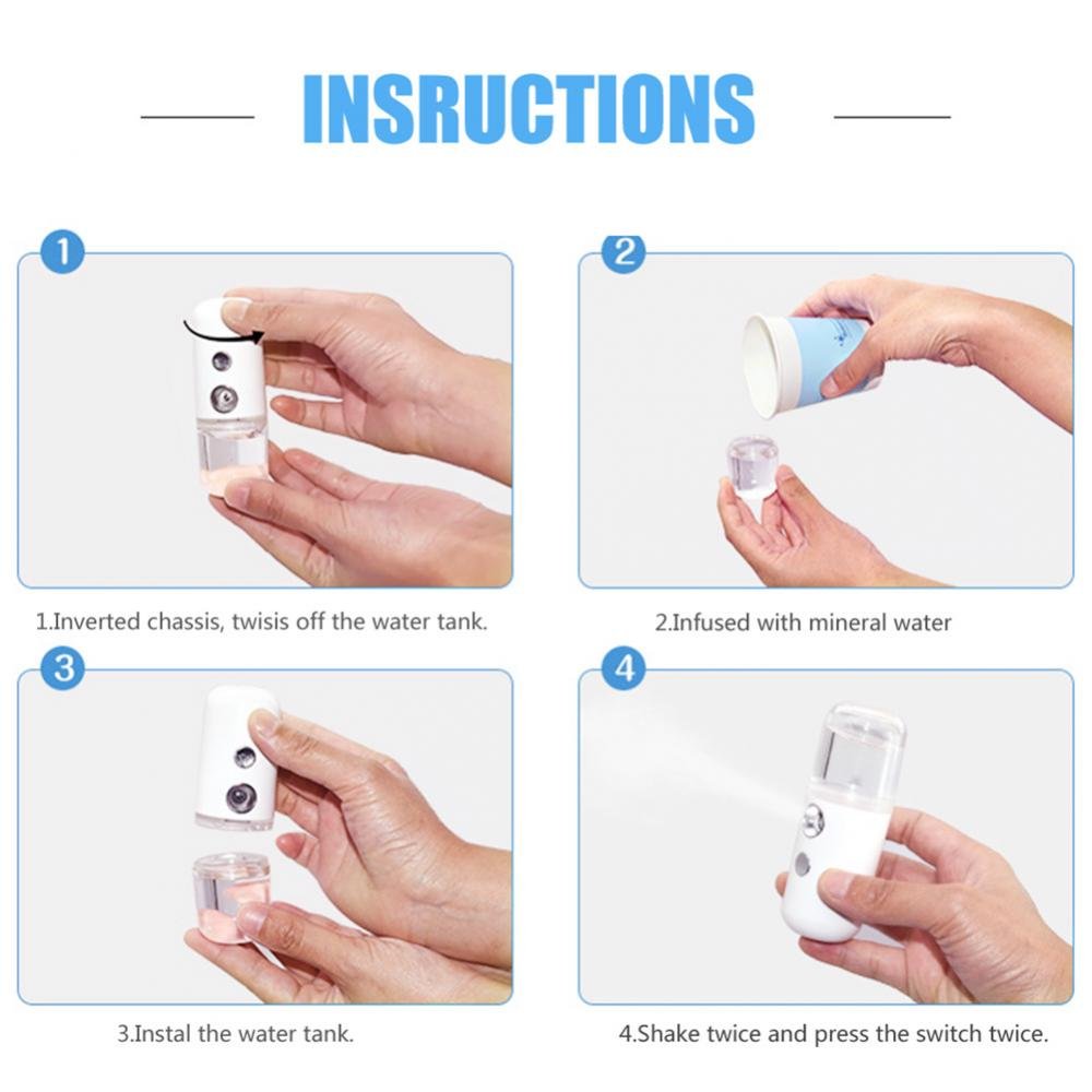 Mini Portable Rechargeable Mist Sprayer Facial Body Nebulizer Moisturizing Steamer Skin Care Tools 30ml