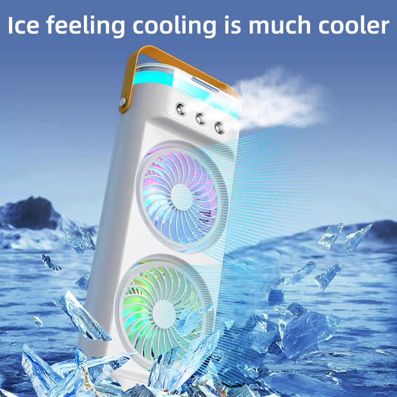 Dual-fan air Cooler Double-head Three-hole Ice Mist
