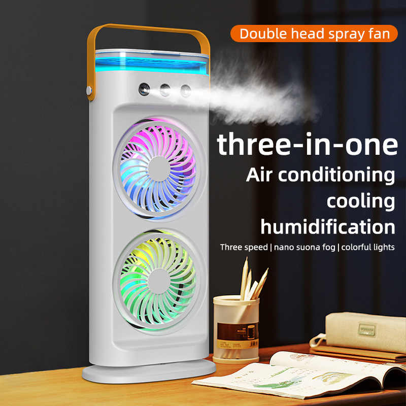 Dual-fan air Cooler Double-head Three-hole Ice Mist