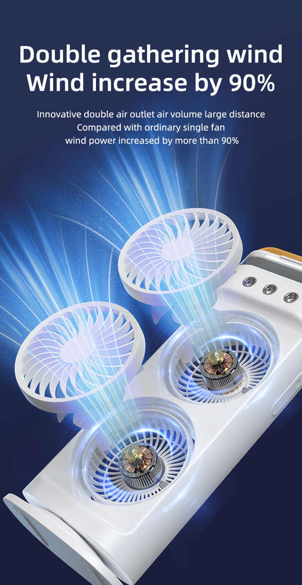 Dual-fan air Cooler Double-head Three-hole Ice Mist