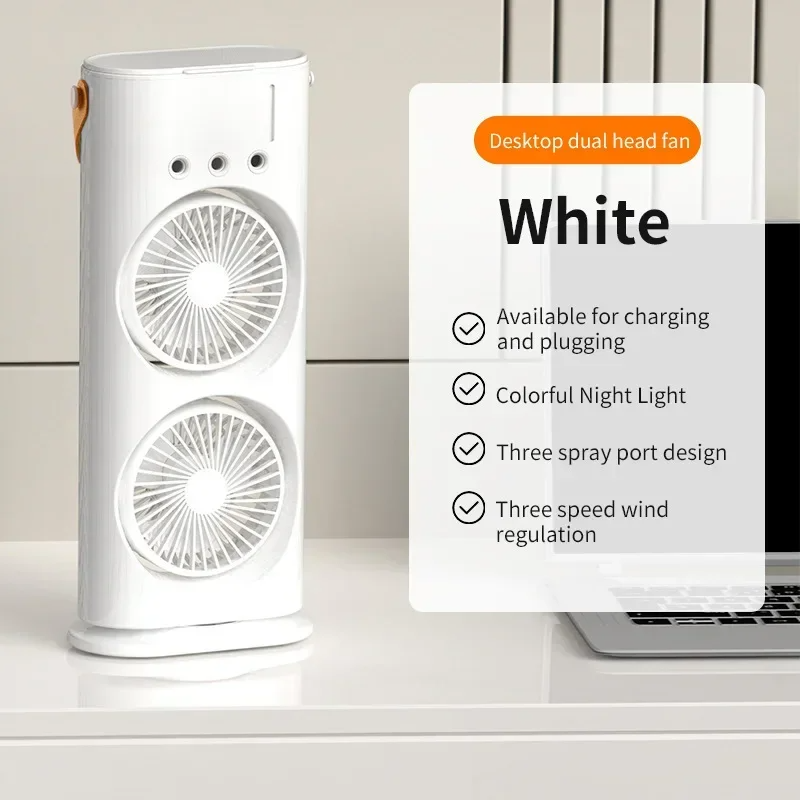 Dual-fan air Cooler Double-head Three-hole Ice Mist