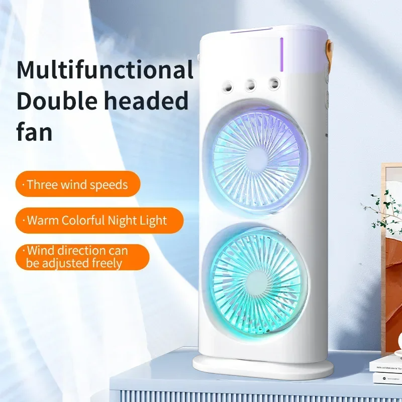 Dual-fan air Cooler Double-head Three-hole Ice Mist