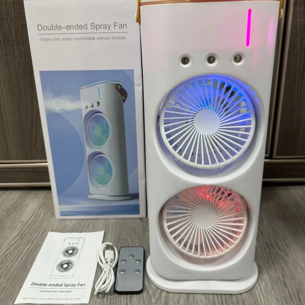 Dual-fan air Cooler Double-head Three-hole Ice Mist