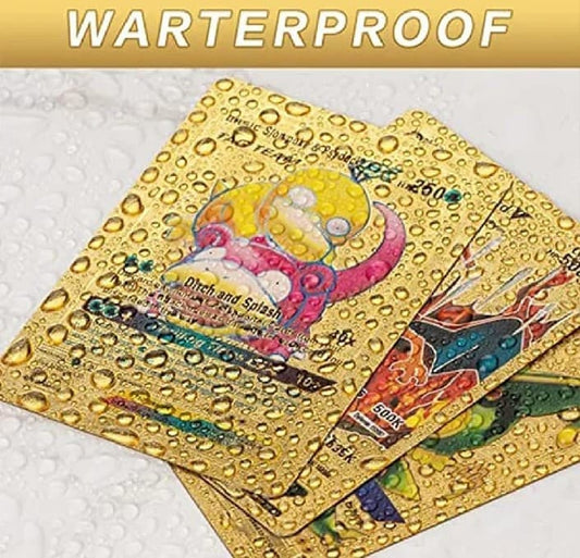 55 Pcs Pokemon Gold Foil Cards Anime Cartoon