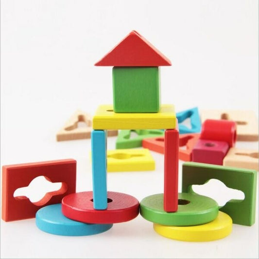 Five-column Pillar Building Block Puzzle Set